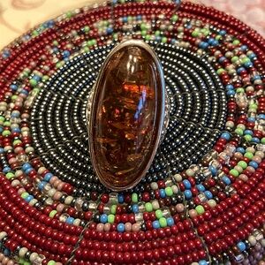 OVAL NATURAL BALTIC AMBER RING 7 EXCELLENT CONDITION